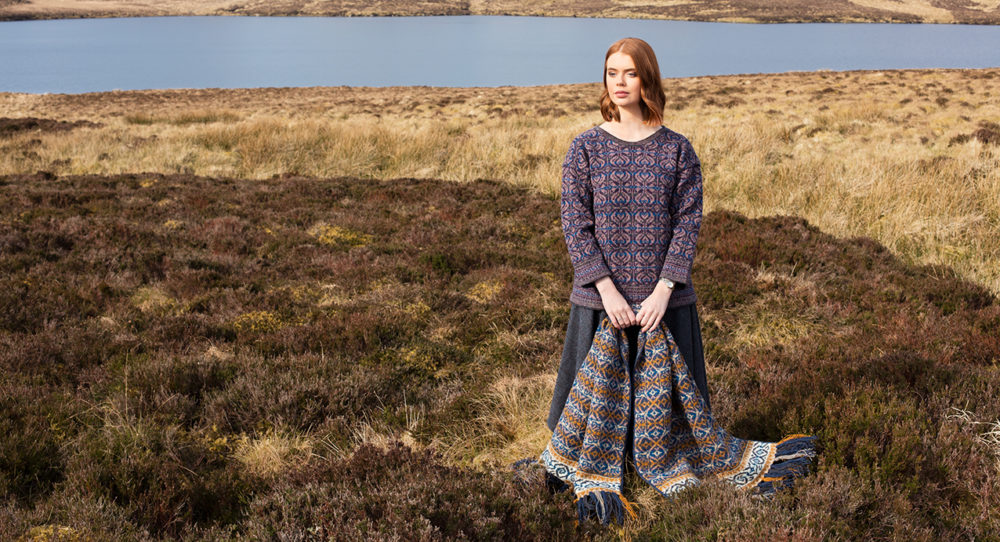 Arabesque hand knitwear design in Winter colourway and Amphora pullover by Jade Starmore from the book A Collector's Item