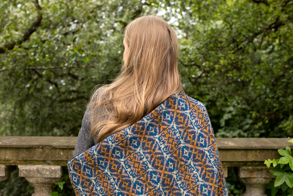 Arabesque hand knitwear design in Winter colourway by Jade Starmore from the book A Collector's Item