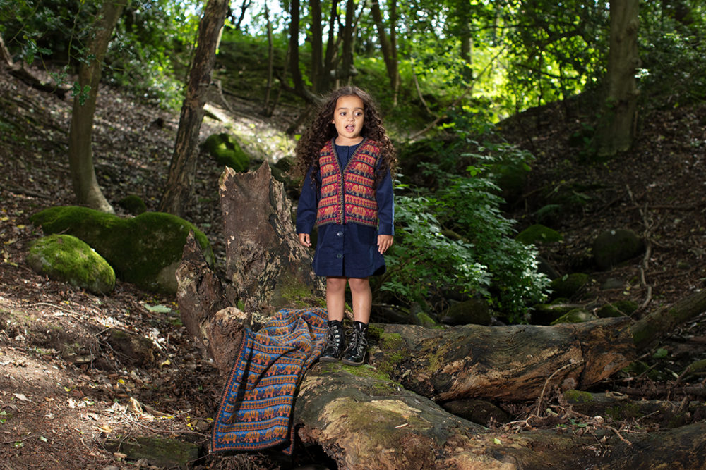 Elephants waistcoat and blanket hand knitwear designs from the book The Children's Collection by Alice Starmore