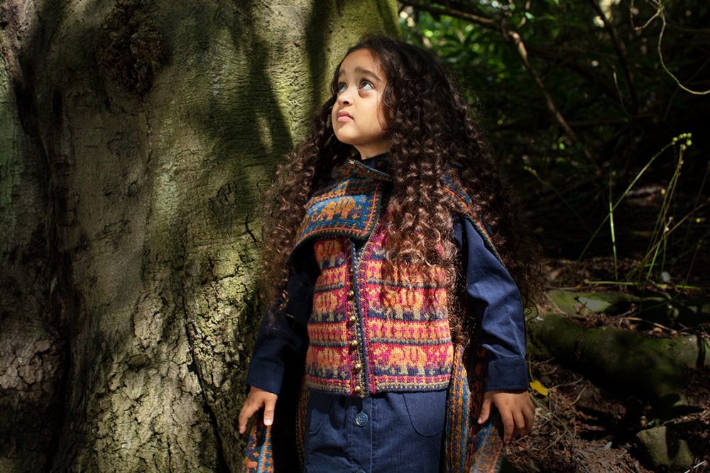Elephants waistcoat and blanket hand knitwear designs from the book The Children's Collection by Alice Starmore