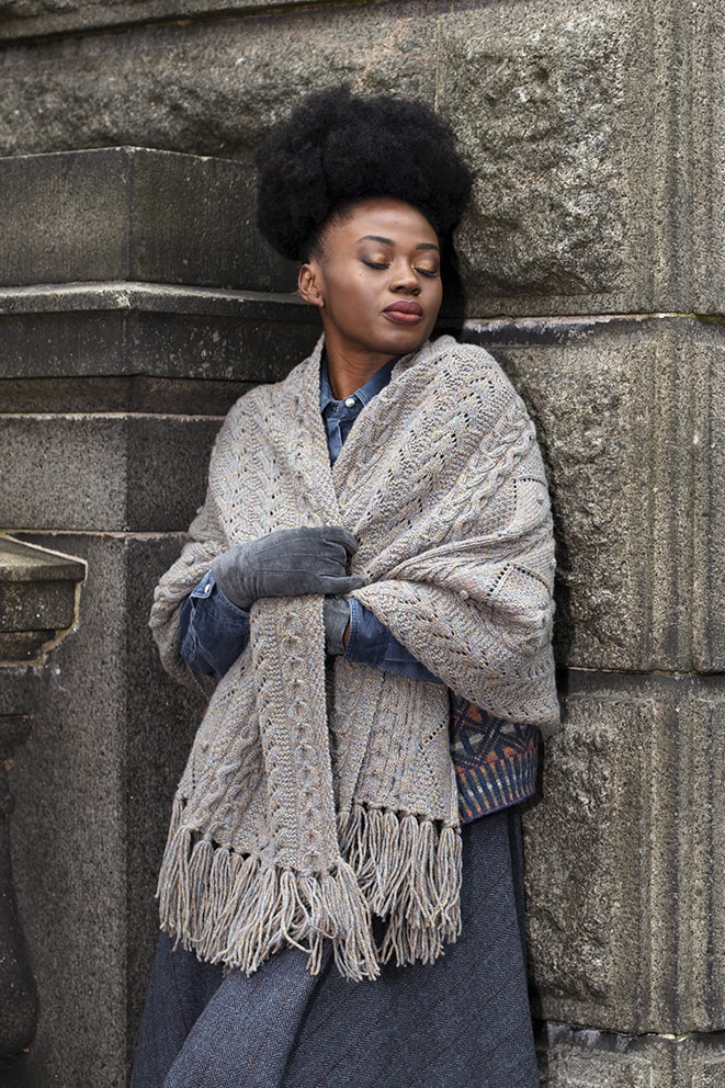 Maidenhair Wrap hand knitwear design from the book Aran Knitting by Alice Starmore