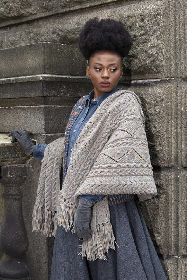 Maidenhair Wrap hand knitwear design from the book Aran Knitting by Alice Starmore