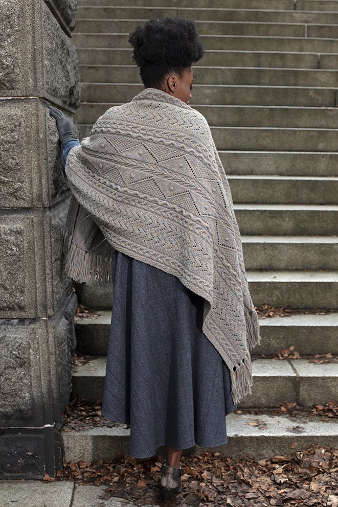 Maidenhair Wrap hand knitwear design from the book Aran Knitting by Alice Starmore