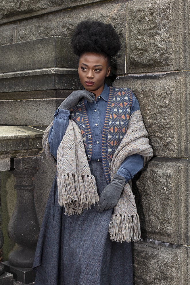 Maidenhair Wrap hand knitwear design from the book Aran Knitting by Alice Starmore