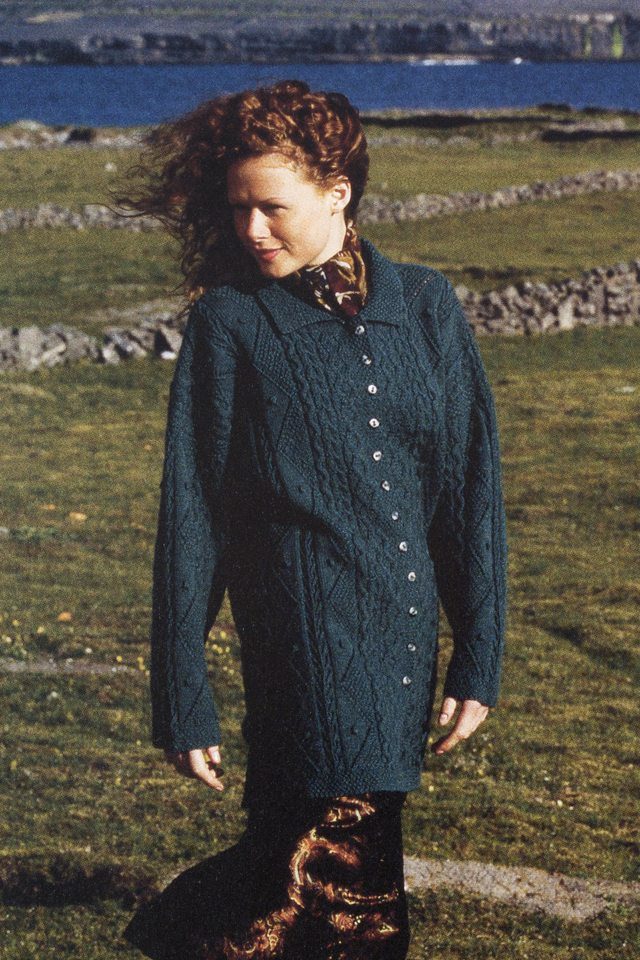 Maidenhair design from Aran Knitting by Alice Starmore in Scottish Fleet pure British wool hand knitting yarn