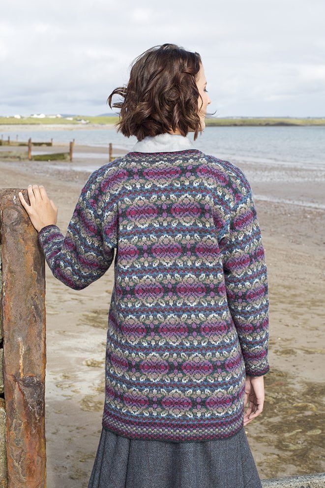 Abalone design patterncard kit in Hebridean 2 Ply pure British wool hand knitting yarn by Alice Starmore