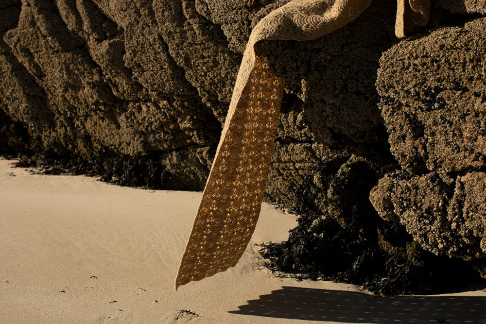 Birdsfoot Scarf patterncard knitwear design by Alice Starmore in pure wool Hebridean 2 Ply hand knitting yarn