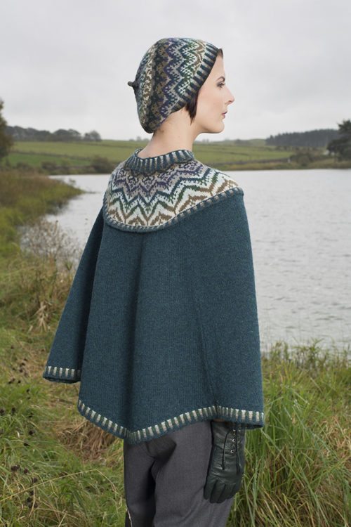 Merveille Du Jour poncho and hat patterncard kit by Alice Starmore in Hebridean 2 Ply pure British wool hand knitting yarn