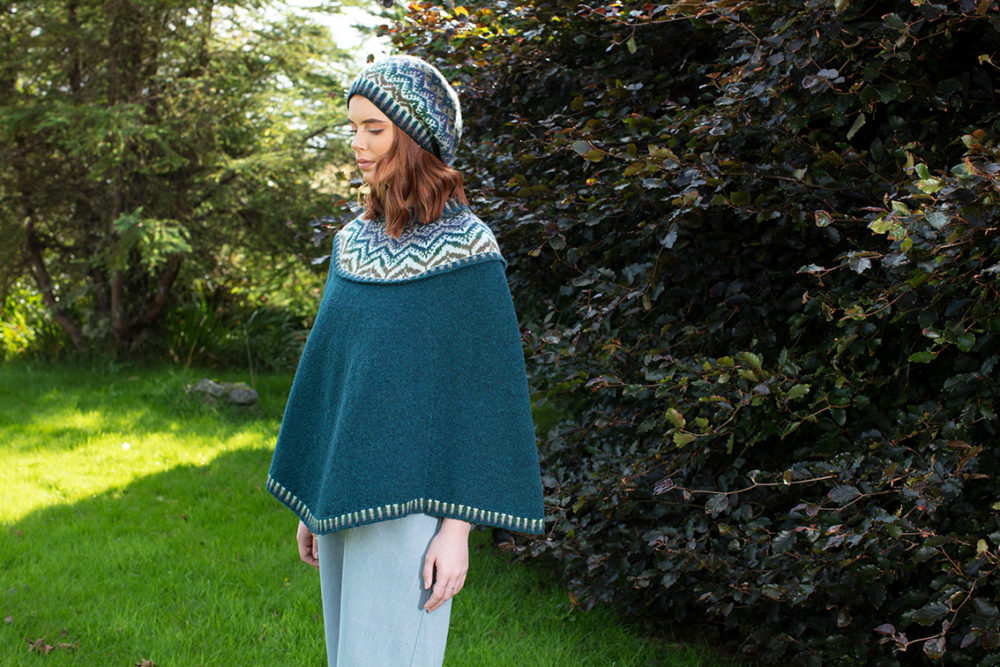Mervielle Du Jour patterncard knitwear design by Alice Starmore in pure wool Hebridean 2 Ply hand knitting yarn
