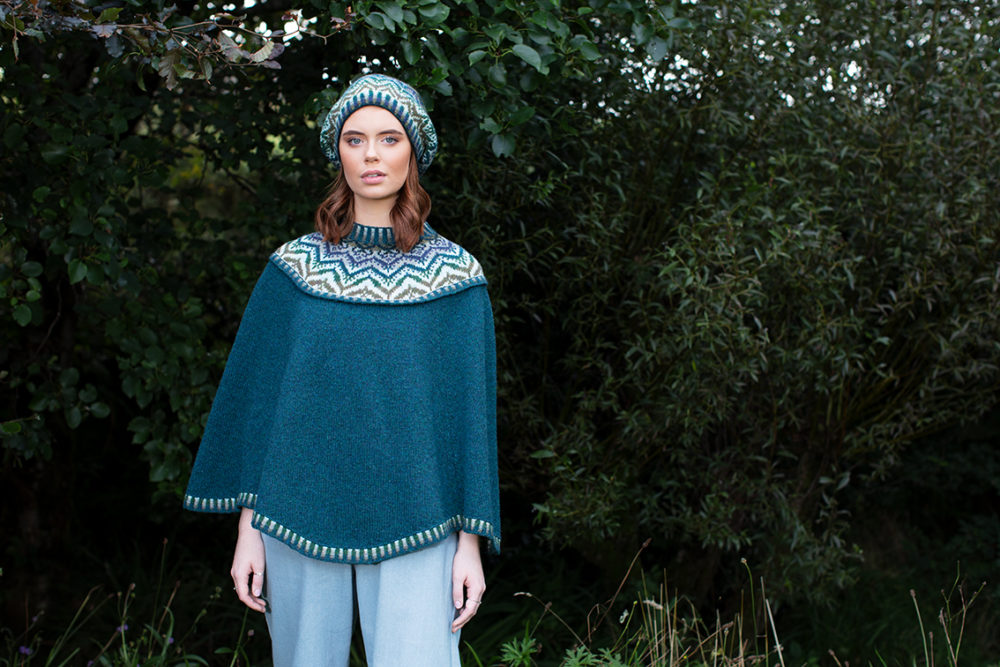 Mervielle Du Jour patterncard knitwear design by Alice Starmore in pure wool Hebridean 2 Ply hand knitting yarn