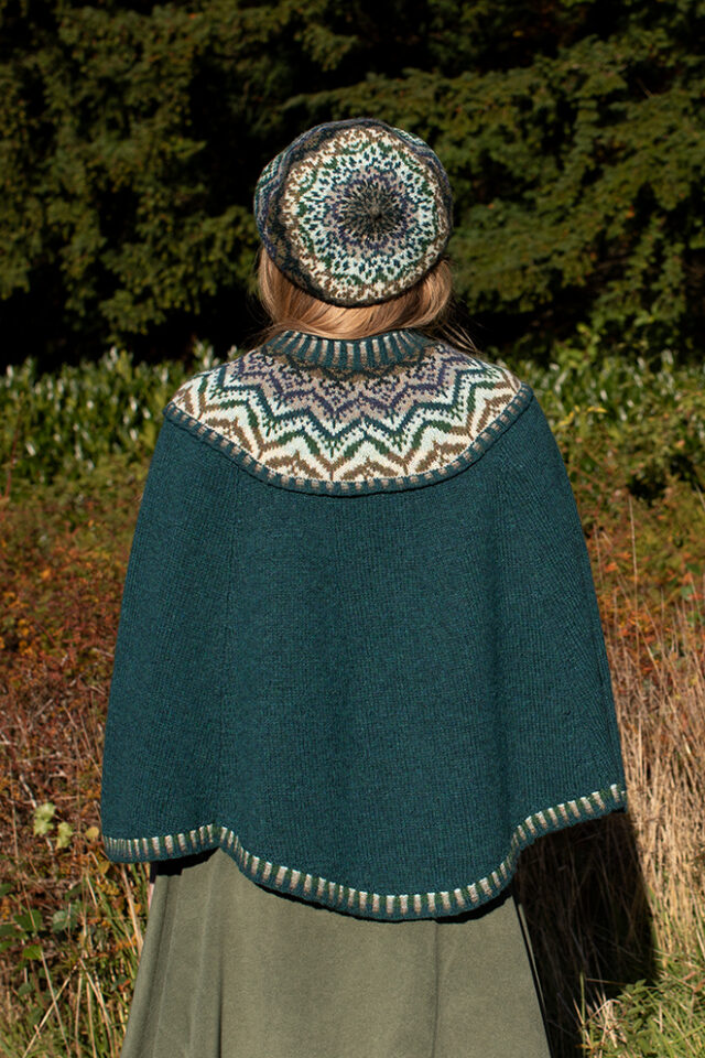 Mervielle Du Jour patterncard knitwear design by Alice Starmore in pure wool Hebridean 2 Ply hand knitting yarn