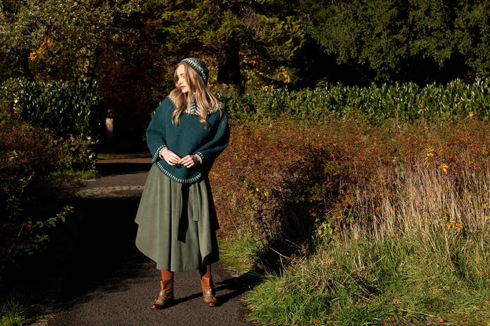 Mervielle Du Jour patterncard knitwear design by Alice Starmore in pure wool Hebridean 2 Ply hand knitting yarn