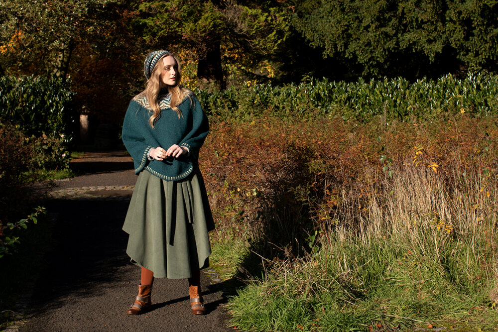 Mervielle Du Jour patterncard knitwear design by Alice Starmore in pure wool Hebridean 2 Ply hand knitting yarn