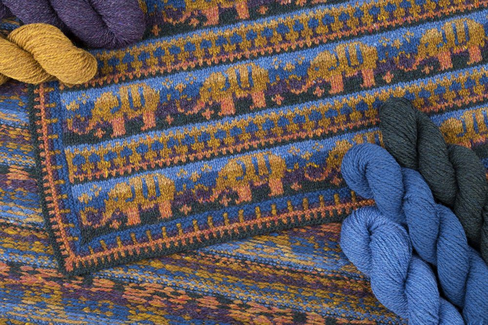 Elephants blanket hand knitwear design by Alice Starmore from the book The Children's Collection