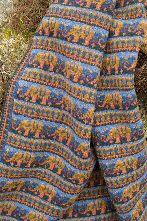 Elephants blanket hand knitwear design by Alice Starmore from the book The Children's Collection