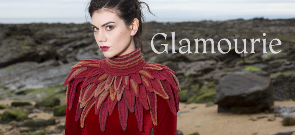 Red Raven Collar hand knitting design from Glamourie by Alice Starmore