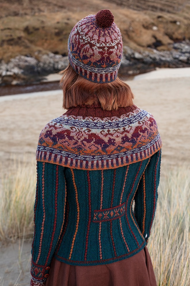Hawk & Hound patterncard knitwear design by Jade Starmore in pure wool Hebridean 2 Ply hand knitting yarn
