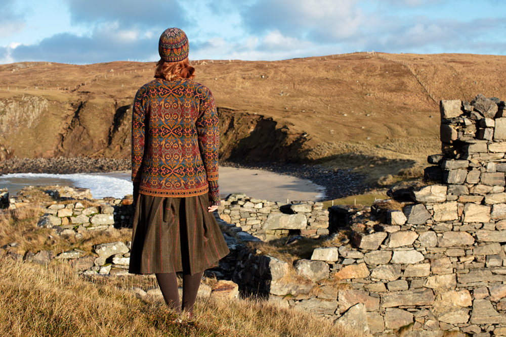 Henry VIII and Oregon Autumn Hat Set patterncard knitwear designs by Alice Starmore in pure wool Hebridean 2 Ply hand knitting yarn
