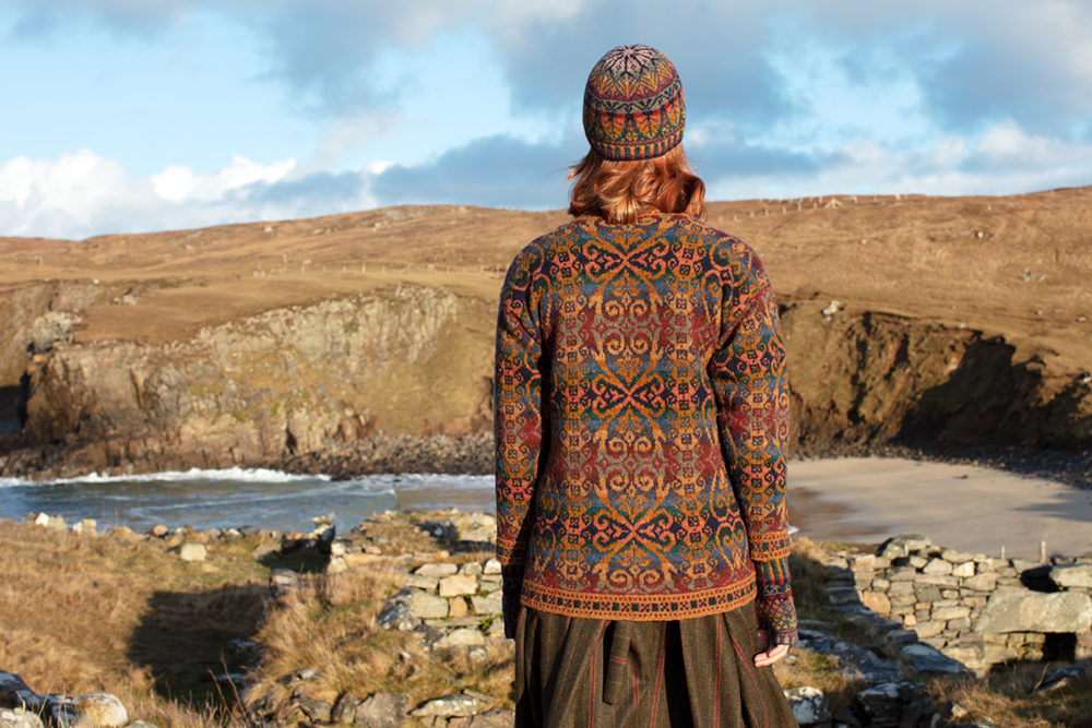 Henry VIII and Oregon Autumn Hat Set patterncard knitwear designs by Alice Starmore in pure wool Hebridean 2 Ply hand knitting yarn