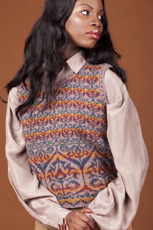 Suzani waistcoat hand knitwear design by Jade Starmore from the book A Collector's Item
