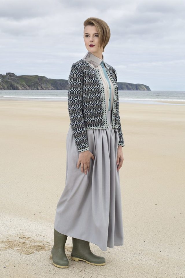 Loch Lomond cardigan design patterncard kit by Jade Starmore in Hebridean 2 Ply pure British wool hand knitting yarn