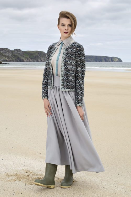 Loch Lomond cardigan design patterncard kit by Jade Starmore in Hebridean 2 Ply pure British wool hand knitting yarn