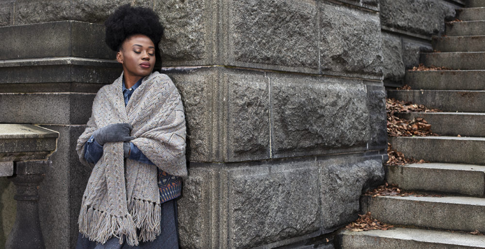 Maidenhair Wrap hand knitwear design from the book Aran Knitting by Alice Starmore