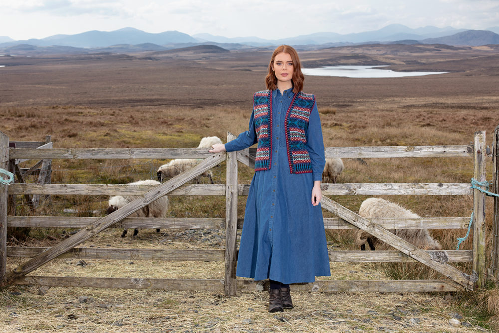 Mara patterncard knitwear design by Alice Starmore in pure wool Hebridean 2 Ply hand knitting yarn