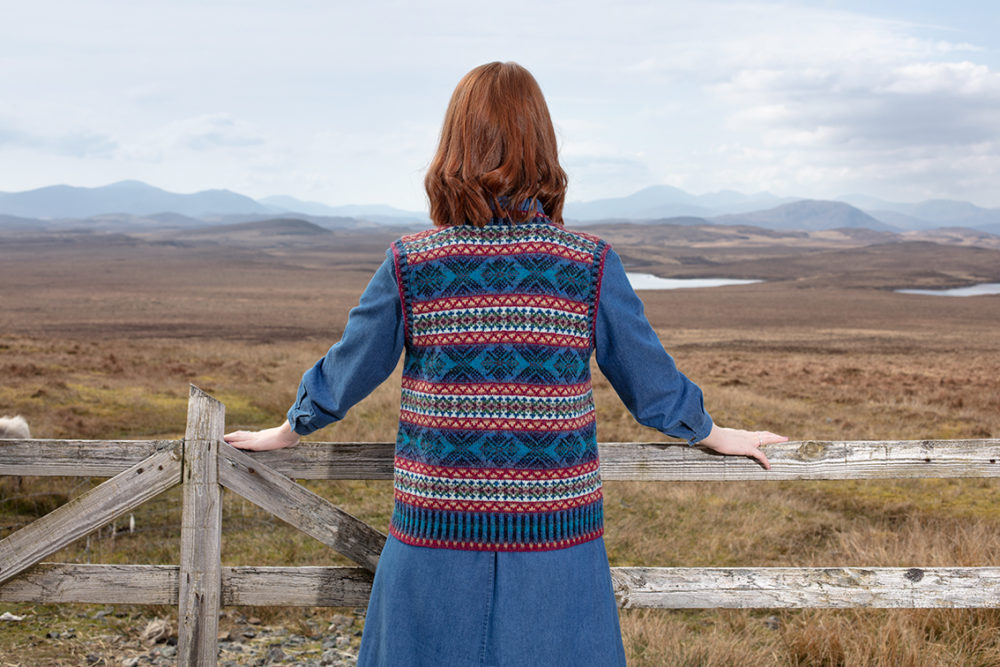 Mara patterncard knitwear design by Alice Starmore in pure wool Hebridean 2 Ply hand knitting yarn