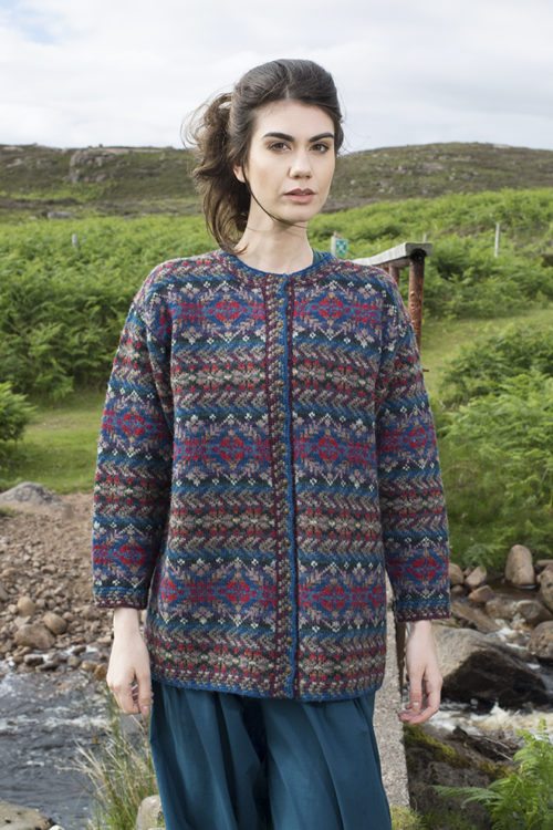 Marina cardigan design patterncard kit by Alice Starmore in Hebridean 2 Ply pure British wool hand knitting yarn