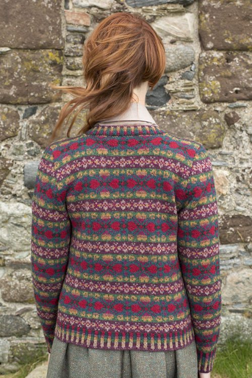 Maud cardigan patterncard kit by Alice Starmore in Hebridean 2 Ply pure British wool hand knitting yarn