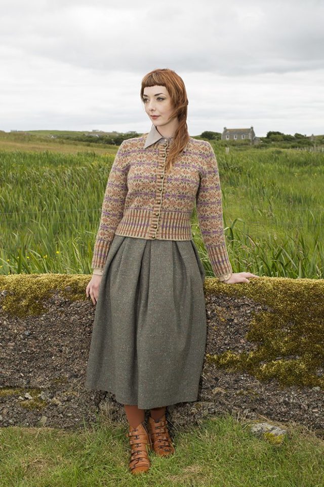 Meadowsweet patterncard kit by Alice Starmore in Hebridean 2 Ply pure British wool hand knitting yarn