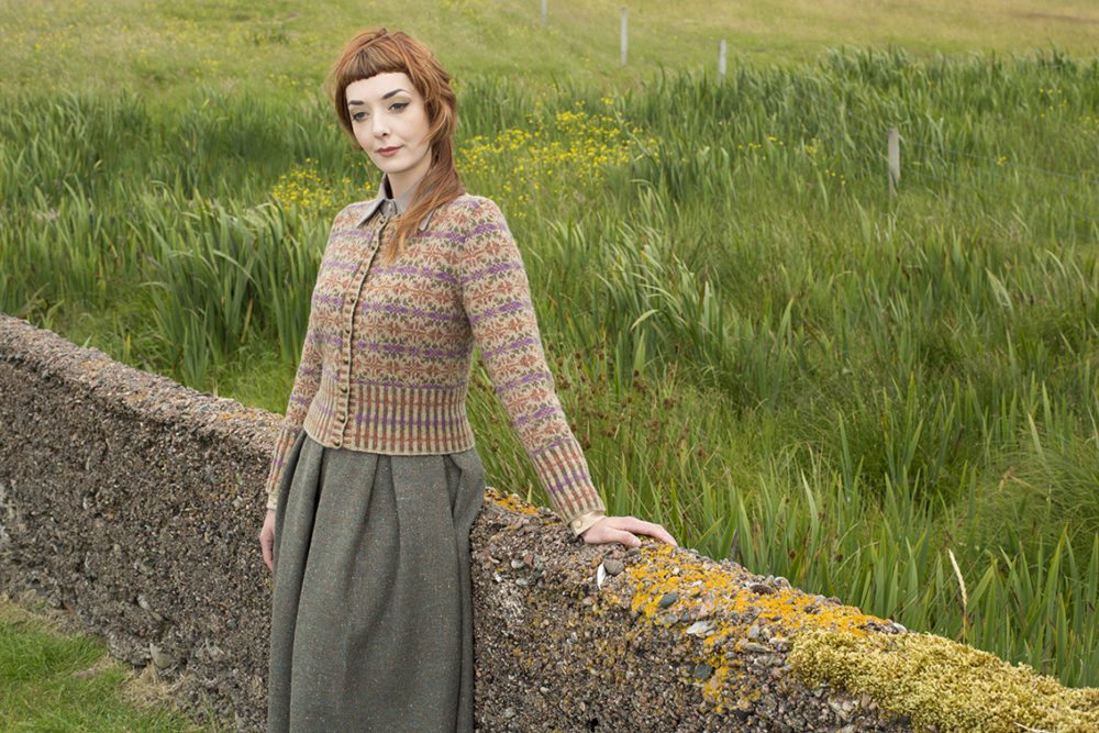 Meadowsweet patterncard kit by Alice Starmore in Hebridean 2 Ply pure British wool hand knitting yarn