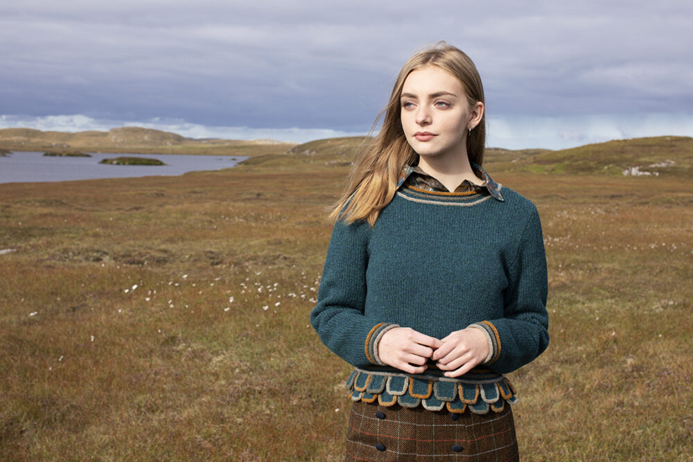 Mol Eire patterncard kit design by Jade Starmore in Hebridean 2 Ply yarn