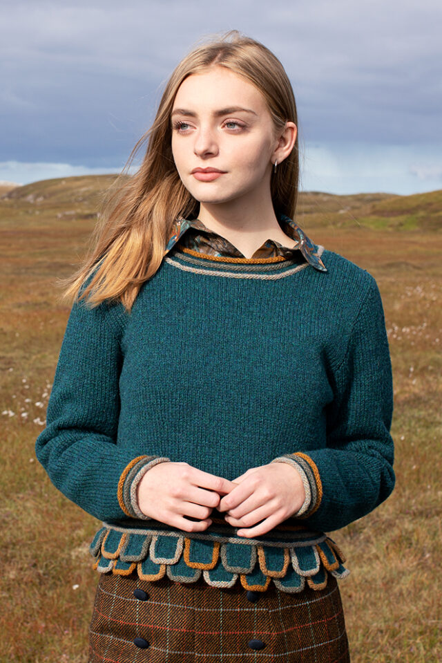 Mol Eire patterncard kit design by Jade Starmore in Hebridean 2 Ply yarn