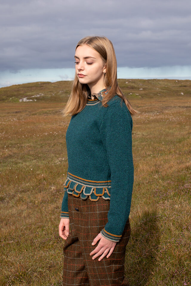 Mol Eire patterncard kit design by Jade Starmore in Hebridean 2 Ply yarn