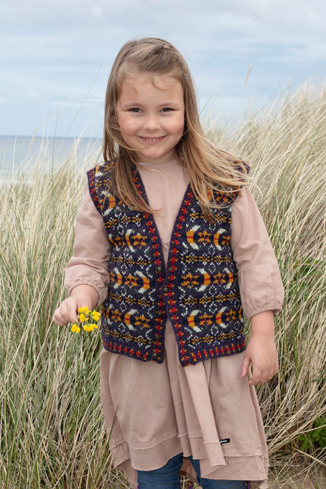 Moon & Stars patterncard knitwear design by Jade Starmore in pure wool Hebridean 2 Ply hand knitting yarn