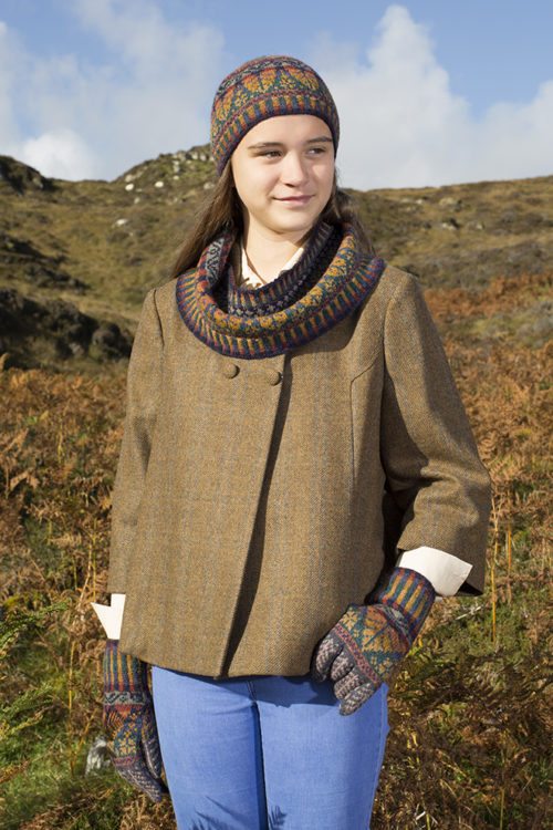 Oregon Hat Set design patterncard kit by Alice Starmore in Hebridean 2 Ply pure British wool hand knitting yarn
