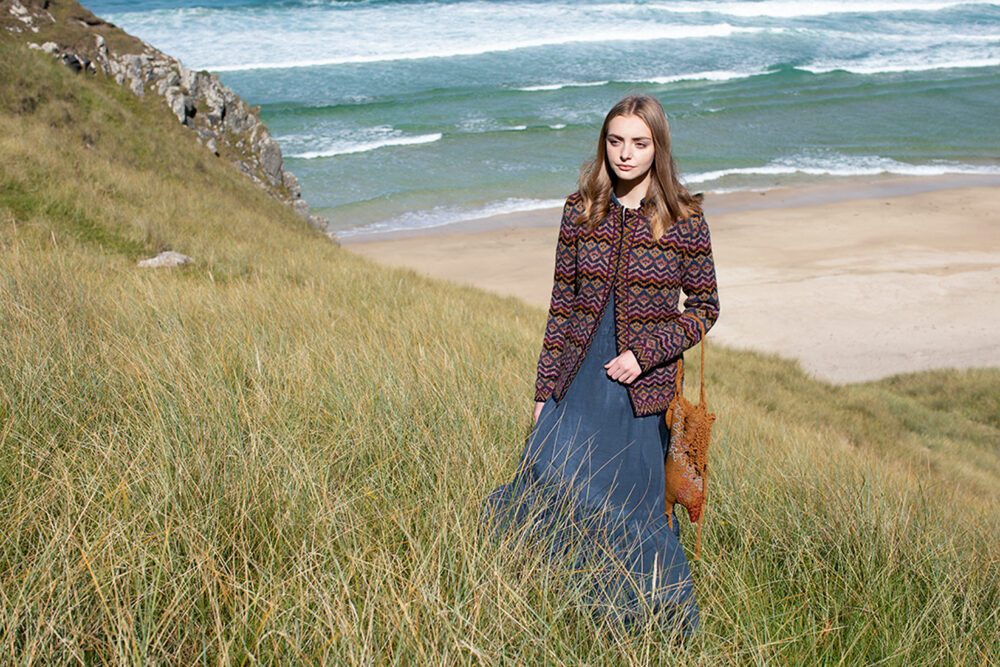 Painted Lady patterncard kit design by Jade Starmore in Hebridean 2 Ply yarn