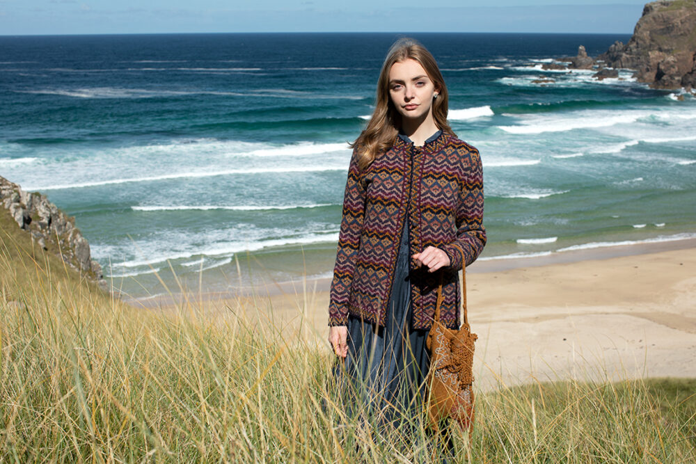 Painted Lady patterncard kit design by Jade Starmore in Hebridean 2 Ply yarn