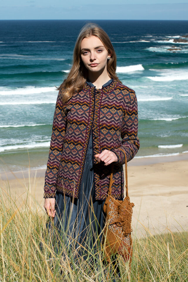 Painted Lady patterncard kit design by Jade Starmore in Hebridean 2 Ply yarn