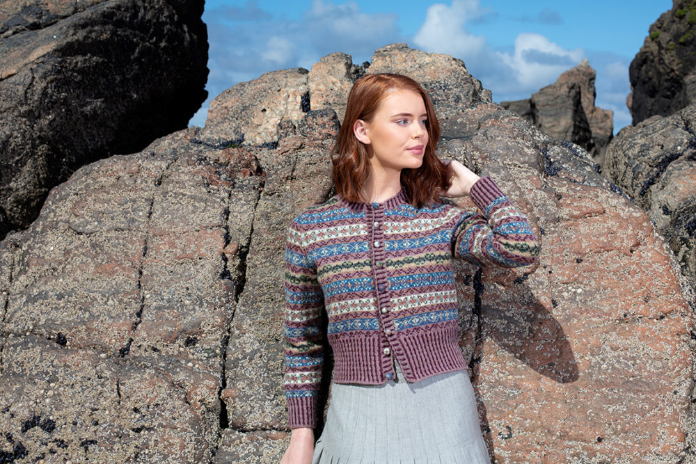 Peigi patterncard knitwear design by Alice Starmore in pure wool Hebridean 2 Ply hand knitting yarn