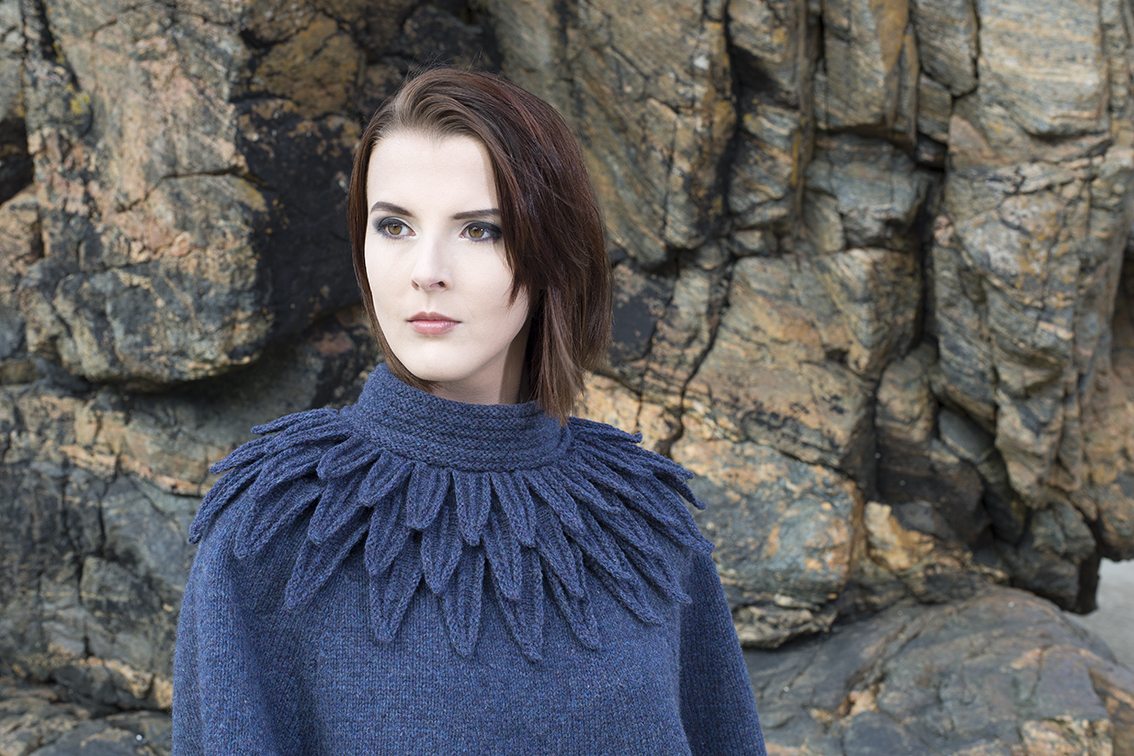 The Raven poncho hand knitwear design by Alice Starmore from the book Glamourie