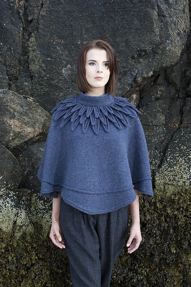 The Raven poncho hand knitwear design by Alice Starmore from the book Glamourie