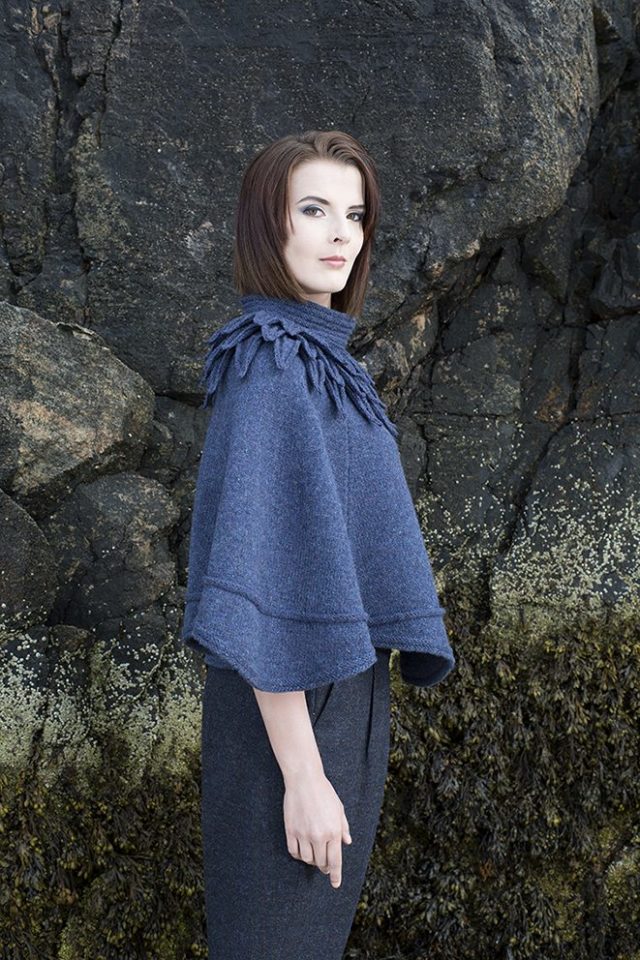 The Raven poncho hand knitwear design by Alice Starmore from the book Glamourie