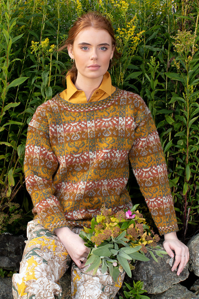 Rheingold patterncard knitwear design by Jade Starmore in pure wool Hebridean 2 Ply hand knitting yarn