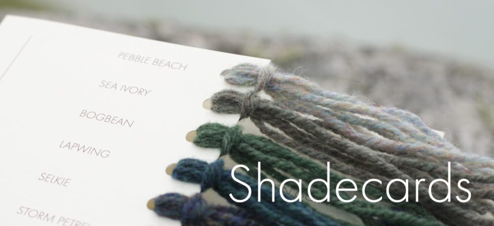 Shadecards of Alice Starmore hand knitting yarn range