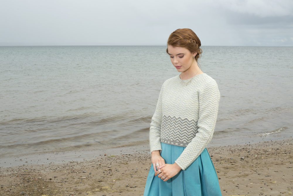 Sheshader sweater patterncard kit by Jade Starmore in Hebridean 2 Ply pure British wool hand knitting yarn