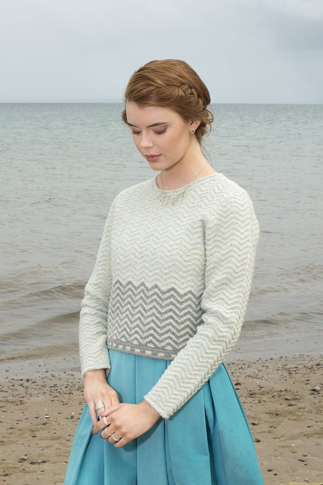 Sheshader sweater patterncard kit by Jade Starmore in Hebridean 2 Ply pure British wool hand knitting yarn