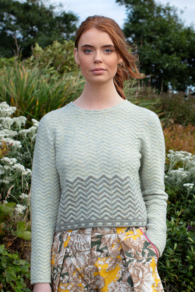Sheshader patterncard knitwear design by Jade Starmore in pure wool Hebridean 2 Ply hand knitting yarn